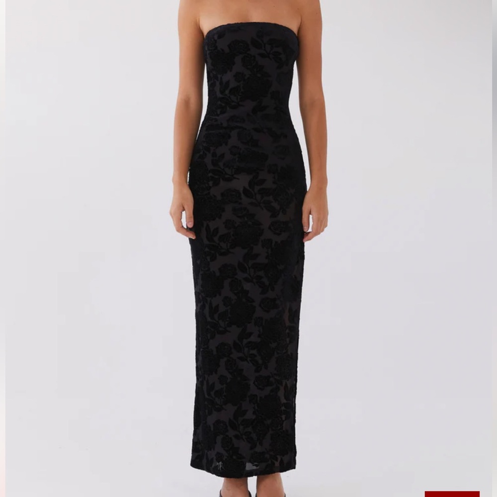 Peppermayo Trouble Love Maxi Dress - Black | Strapless Floral | NWT